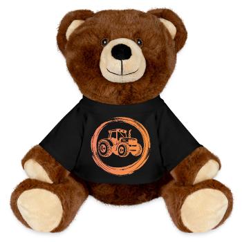 Agricultural Machinery Tractor Organic Farmer Vehicle Farm - MiniFeet® RecycelBär® Teddy Bear Brown - black - Front