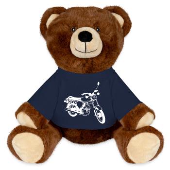 Simson S51 Mobylette Légende Illustration Moto RDA - Nounours RecycelBär® marron - bleu marine - Devant