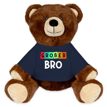 Geschwister Großer Bruder Spruch Bruderherz - MiniFeet® RecycelBär® Braun - French Navy - Vorne