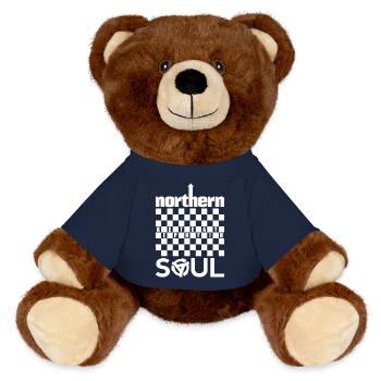 Northern Soul KTF - Checked Retro 1960s Music - MiniFeet® RecycelBär® Teddy Bear Brown - french navy - Front