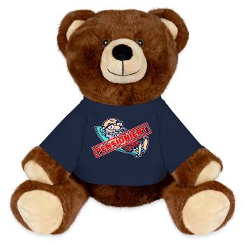 Pensionär Rentner Ruhestand Spruch Freizeit - MiniFeet® RecycelBär® Braun - French Navy - Vorne