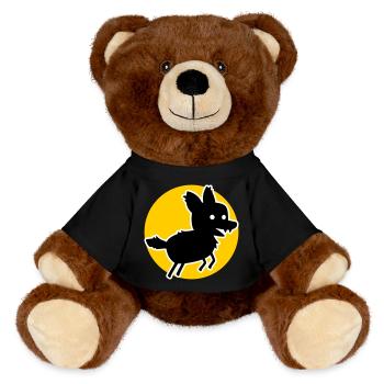 Wolf – Wild Nature Motif & Animal Welfare Statement - MiniFeet® RecycelBär® Teddy Bear Brown - black - Front