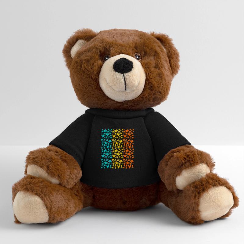 Leuchtende Regenbogensterne Muster MiniFeet® RecycelBär® Braun
