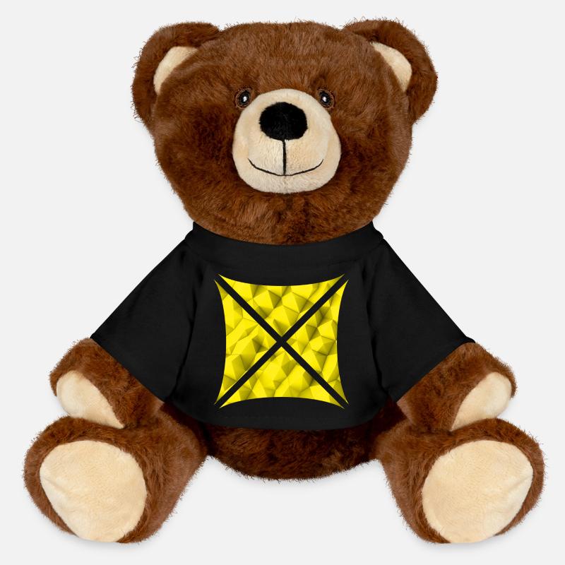 Abstract Polygon Design Yellow - MiniFeet® RecycelBär® Teddy Bear Brown - black