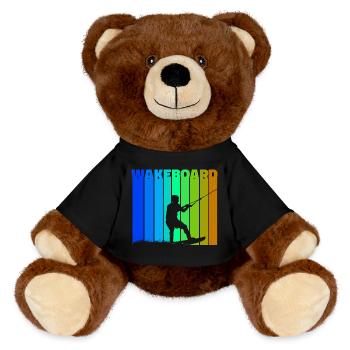 Wakeboard Saying Kitesurfer Surfing Water Sports - MiniFeet® RecycelBär® Teddy Bear Brown - black - Front