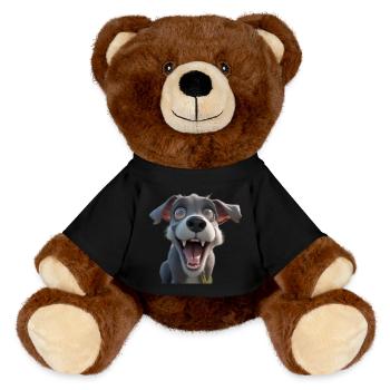 Excited Cartoon Pup - MiniFeet® RecycelBär® Teddy Bear Brown - black - Front