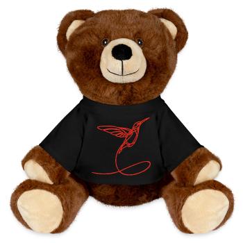 Red Strange Bird - MiniFeet® RecycelBär® Teddy Bear Brown - black - Front