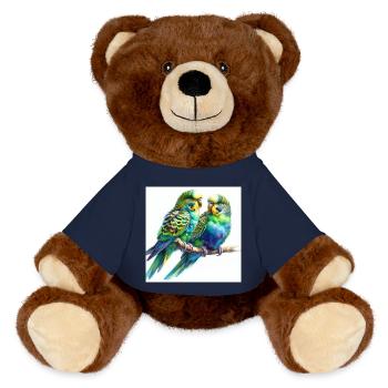 Watercolor Parakeets - MiniFeet® RecycelBär® Teddy Bear Brown - french navy - Front