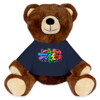 Kunst Street Art Wildstyle Graffiti Illustration - MiniFeet® RecycelBär® Teddy Bear Brown - french navy - Front
