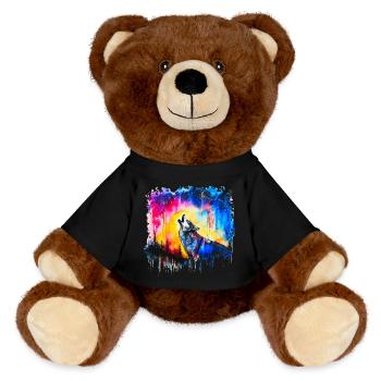 Wolf Watercolor - MiniFeet® RecycelBär® Teddy Bear Brown - black - Front