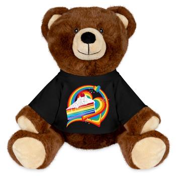 Morceau de gâteau arc-en-ciel à la crème et à la cerise - Nounours RecycelBär® marron - noir - Devant
