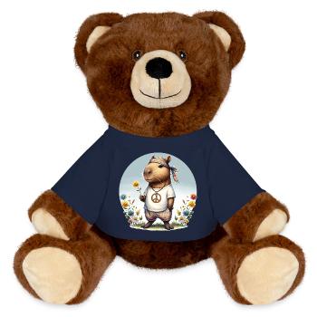 Capybara Hippie Paix - Nounours RecycelBär® marron - bleu marine - Devant