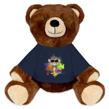 Bunter-Sommer-Affe - MiniFeet® RecycelBär® Braun - French Navy - Vorne