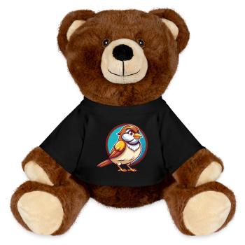 Sparrow Funny Kawaii Cartoon Clipart Animal Pet - MiniFeet® RecycelBär® Teddy Bear Brown - black - Front