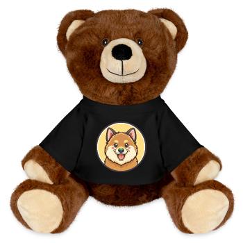 Spitz finlandais chien race dessin animé Kawaii Clipart animal de compagnie - Nounours RecycelBär® marron - noir - Devant