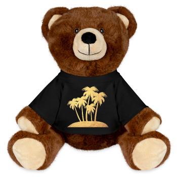Palmen Insel Gold Urlaub Luxus Südsee urlaubsreif - MiniFeet® RecycelBär® Braun - Schwarz - Vorne