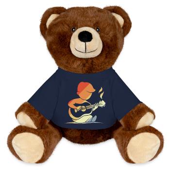Vintage Ukulele Child - MiniFeet® RecycelBär® Teddy Bear Brown - french navy - Front