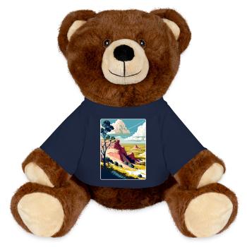 Theodore Roosevelt National Park Travel Poster WPA - MiniFeet® RecycelBär® Teddy Bear Brown - french navy - Front