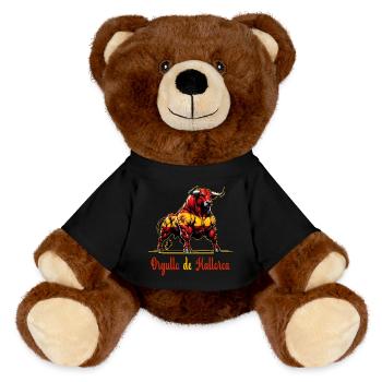 The pride Mallorca flag design - MiniFeet® RecycelBär® Teddy Bear Brown - black - Front