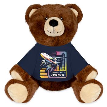 Nous nous envolons pour Dubaï - Odloot ! - Nounours RecycelBär® marron - bleu marine - Devant