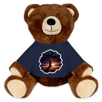 Sonnenuntergangsbaum Sticker - MiniFeet® RecycelBär® Braun - French Navy - Vorne