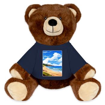 Maenporth Cornwall England Reiseposter Souvenir - MiniFeet® RecycelBär® Braun - French Navy - Vorne