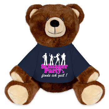 Schlager Party , Schlager Musik , FINDE ICH GEIL - MiniFeet® RecycelBär® Teddy Bear Brown - french navy - Front