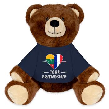 Lithuania and France 100% friendship - MiniFeet® RecycelBär® Teddy Bear Brown - french navy - Front