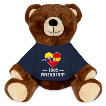 L'Equateur et l'Espagne : amitié à 100 % - Nounours RecycelBär® marron - bleu marine - Devant