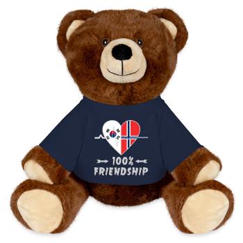 100 % amitié entre la Corée du Sud et la Norvège - Nounours RecycelBär® marron - bleu marine - Devant