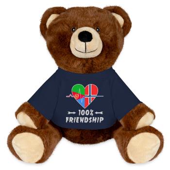 L'Érythrée et la Norvège : amitié à 100 % - Nounours RecycelBär® marron - bleu marine - Devant