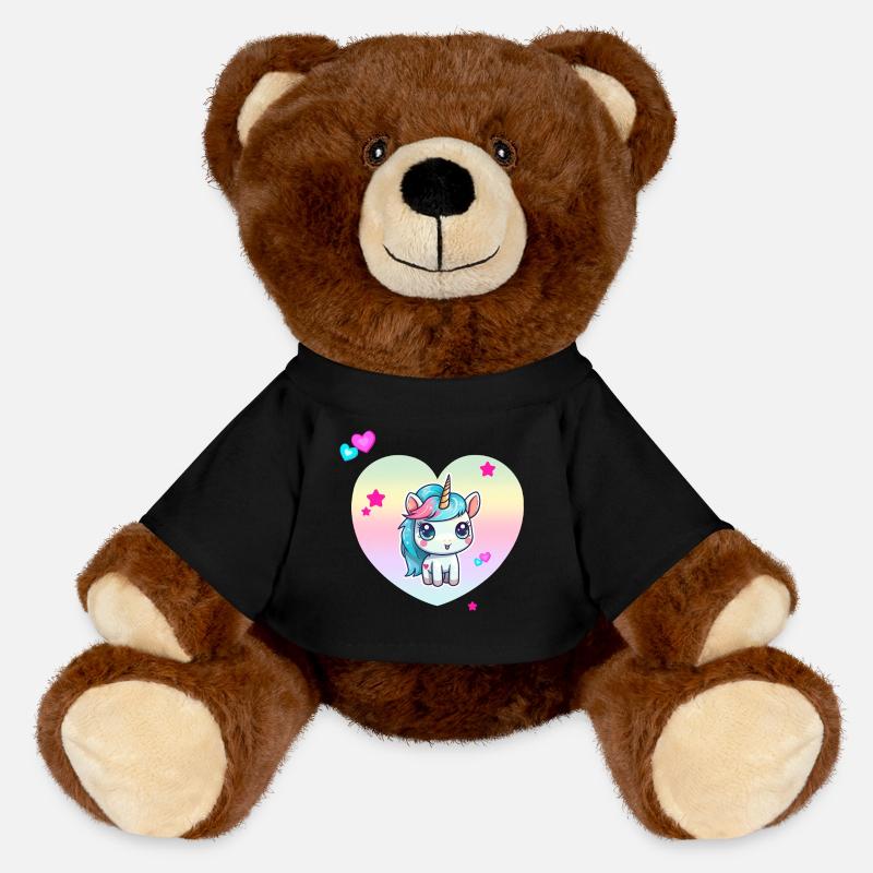 Cute unicorn with pastel heart - MiniFeet® RecycelBär® Teddy Bear Brown - black