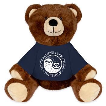 Yin-Yang Faultier – Entspanntes Mindset - MiniFeet® RecycelBär® Braun - French Navy - Vorne