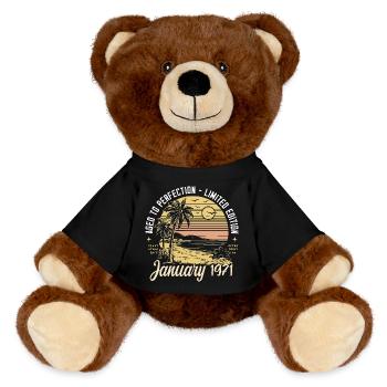 1971 Geburtstag Januar 1971 - Geschenk Januar 1971 - MiniFeet® RecycelBär® Braun - Schwarz - Vorne