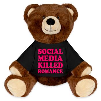social media killed romance - MiniFeet® RecycelBär® Teddy Bear Brown - black - Front