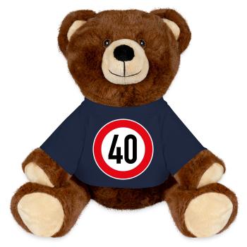 40 Anniversaire - Nounours RecycelBär® marron - bleu marine - Devant