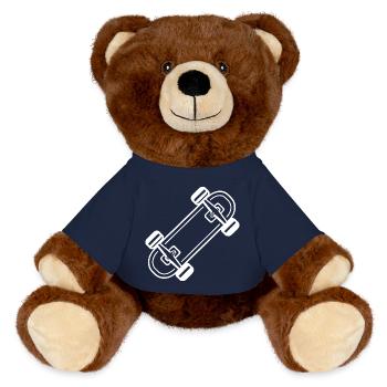 Skateboard Comic-Stil - MiniFeet® RecycelBär® Braun - French Navy - Vorne
