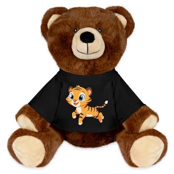 Playful Baby Tiger with Big Eyes - MiniFeet® RecycelBär® Teddy Bear Brown - black - Front
