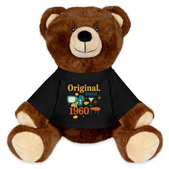 Original. Since 1960 – Retro Design Geburtsjahr - MiniFeet® RecycelBär® Braun - Schwarz - Vorne