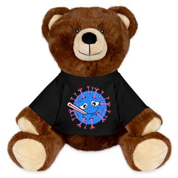 Sick Virus – Dessin animé avec thermomètre clinique - Nounours RecycelBär® marron - noir - Devant
