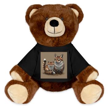 Renard joueur mère et enfant - Nounours RecycelBär® marron - noir - Devant