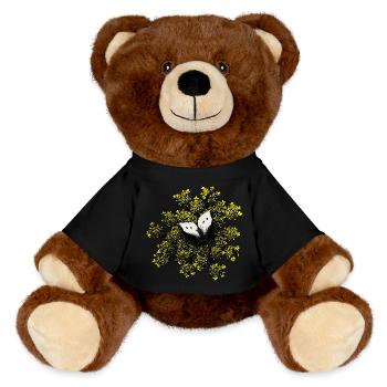 papillon fleur rétro vintage chou mouche blanche - Nounours RecycelBär® marron - noir - Devant