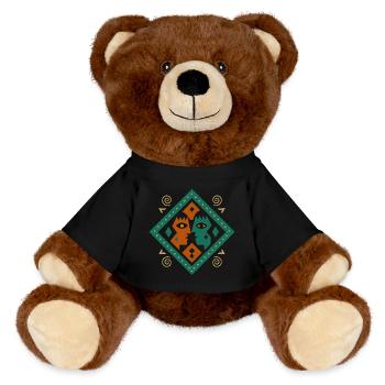 Tribal Faces Art - MiniFeet® RecycelBär® Teddy Bear Brown - black - Front