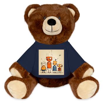 Robots Amicaux Illustrés Colorés - Nounours RecycelBär® marron - bleu marine - Devant