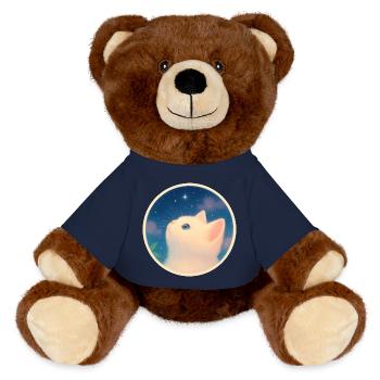 Verträumtes Kätzchen unter einem Sternenhimmel - MiniFeet® RecycelBär® Braun - French Navy - Vorne