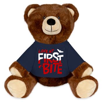 Coup de foudre à la première bouchée - Nounours RecycelBär® marron - bleu marine - Devant