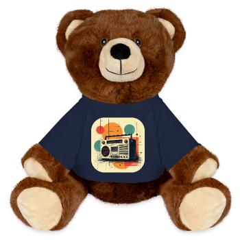 Retro Ghetto Blaster T Shirt - MiniFeet® RecycelBär® Braun - French Navy - Vorne