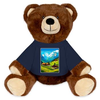 Alpines Bergdorf-Szene - MiniFeet® RecycelBär® Braun - French Navy - Vorne