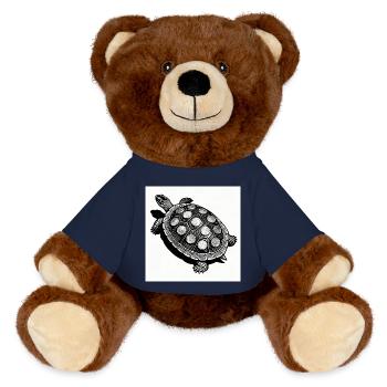 Coin Turtle Geometry - MiniFeet® RecycelBär® Teddy Bear Brown - french navy - Front