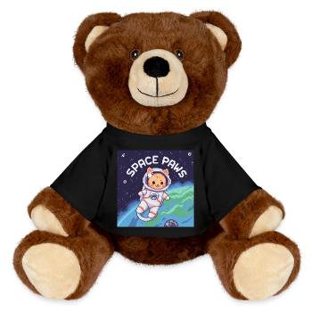 Space Paws – Pixel Cat Astronaut - MiniFeet® RecycelBär® Teddy Bear Brown - black - Front